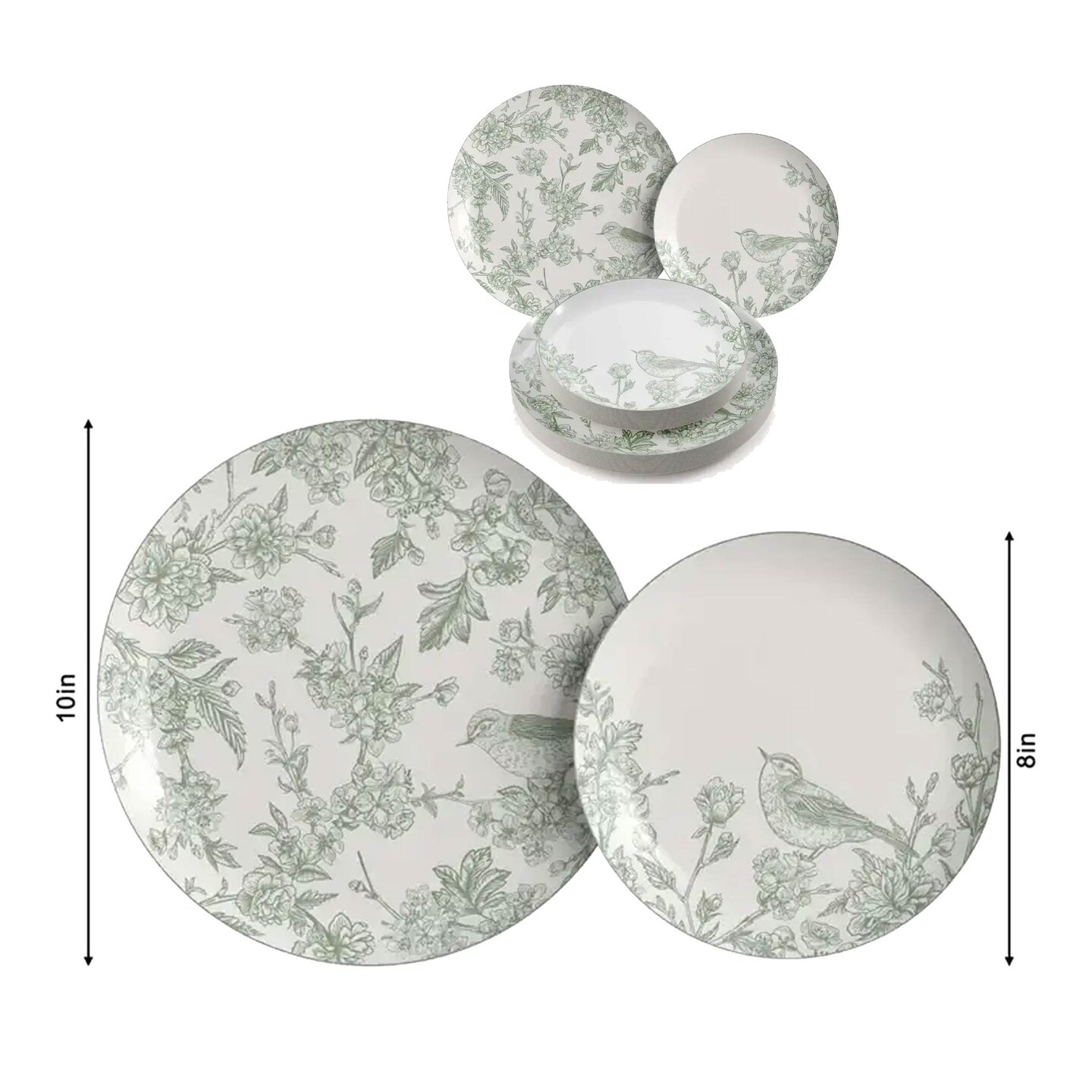 32 Count Yaffa Design Paper Plates Combo Set Elegant Disposable Dinnerware 10 In. + 8 In.