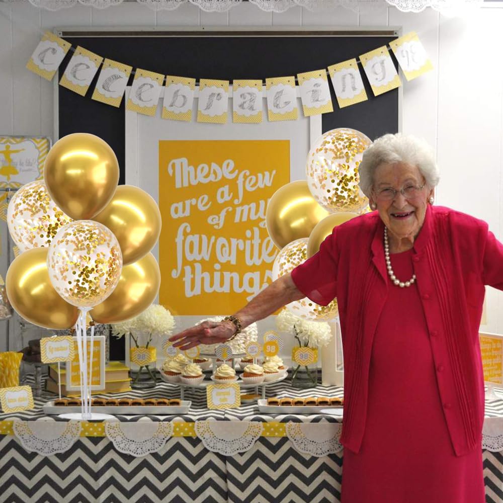 4 Set Gold Balloon Centerpieces for Table, Balloon Stand Kit