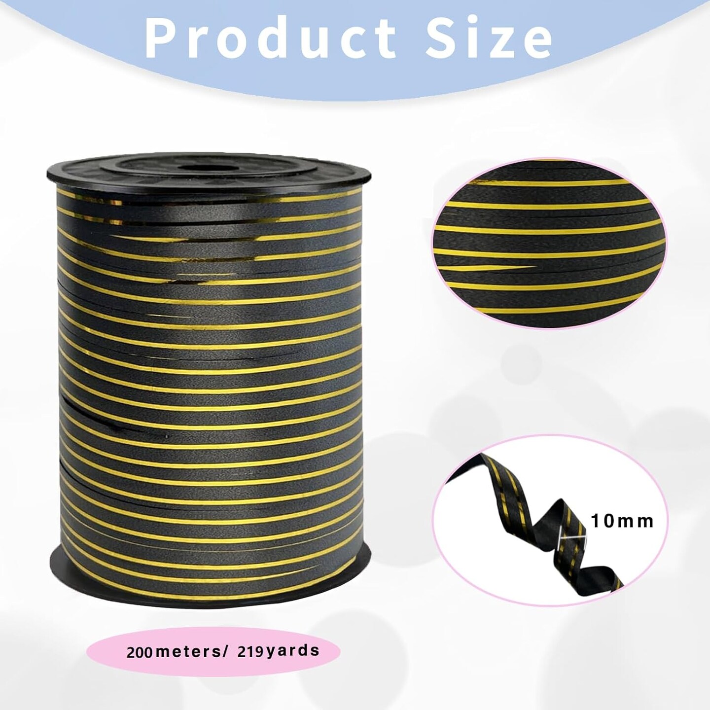 Black Gold Rimmed Curling Ribbon