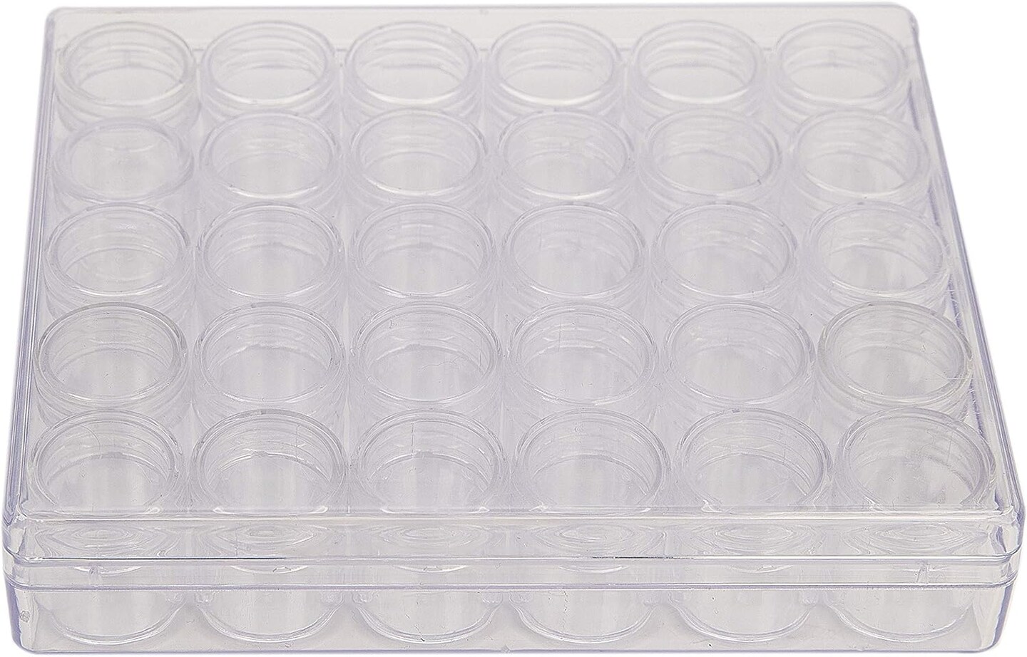The Beadsmith Personality Case - Clear Storage Organizer Box, 6.4 x 5.4 x 1.25 inches - Includes 30 Small Containers with lids &#x2013; 1 x 1.1 inches, Bead Holder