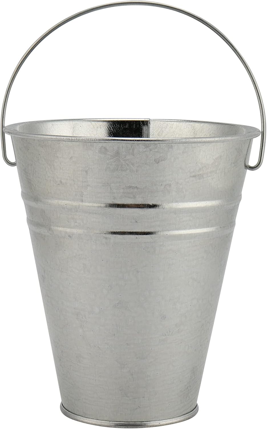 Galvanized Mini Buckets - Tin Pails (Silver) 5"L x 2.6"W x 5"H