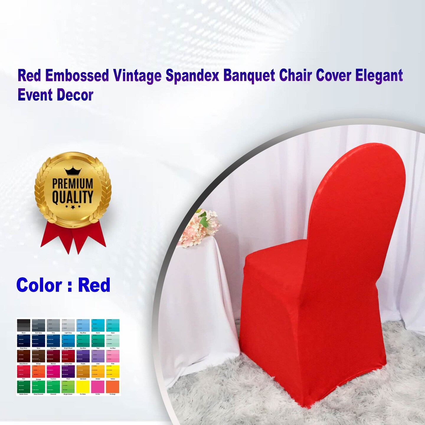 Red Embossed Vintage Spandex Banquet Chair Cover Elegant Event Decor