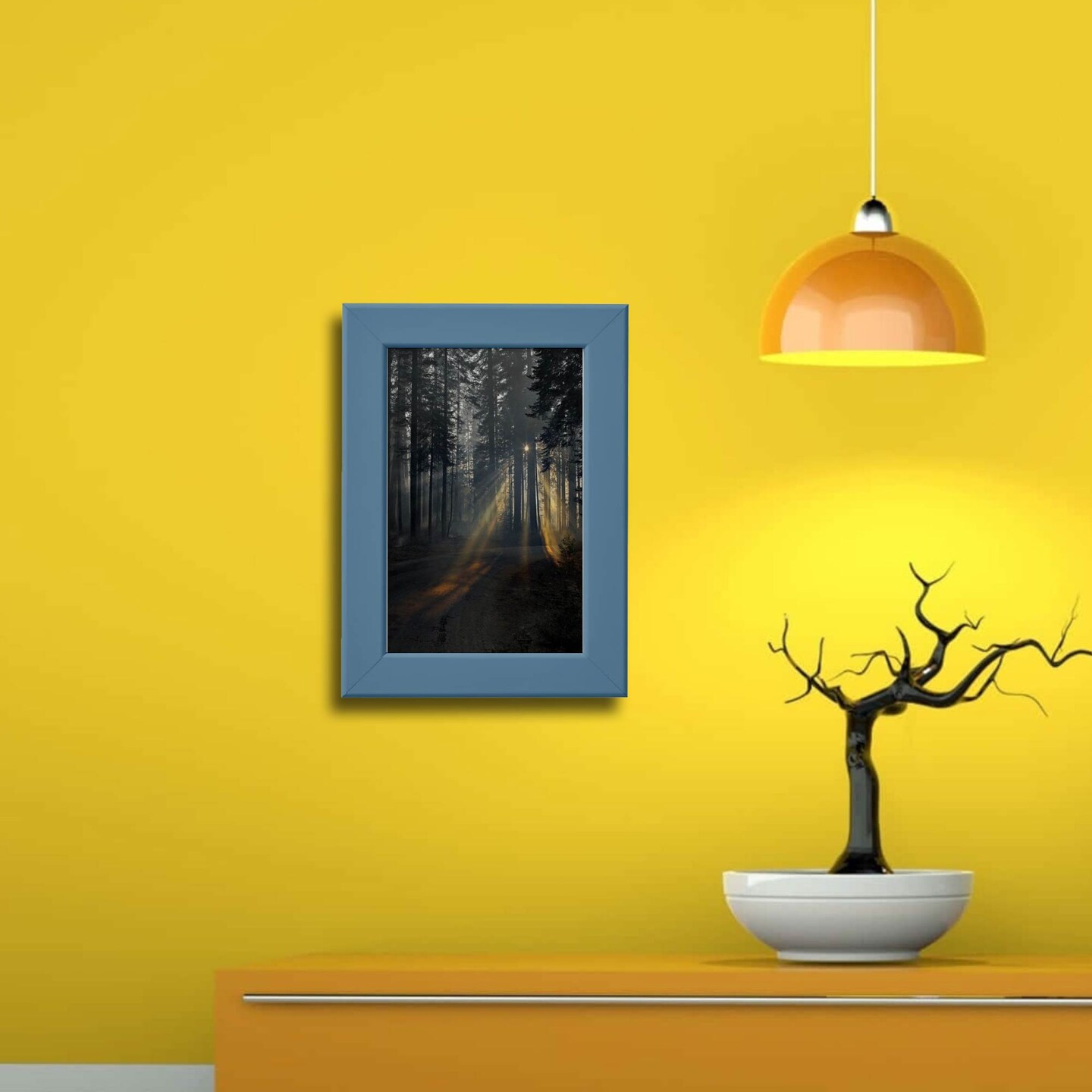 4x6" Dark Gray-Blue Frame – Hang or Stand, Horizontal/Vertical, No-Nail Hanging