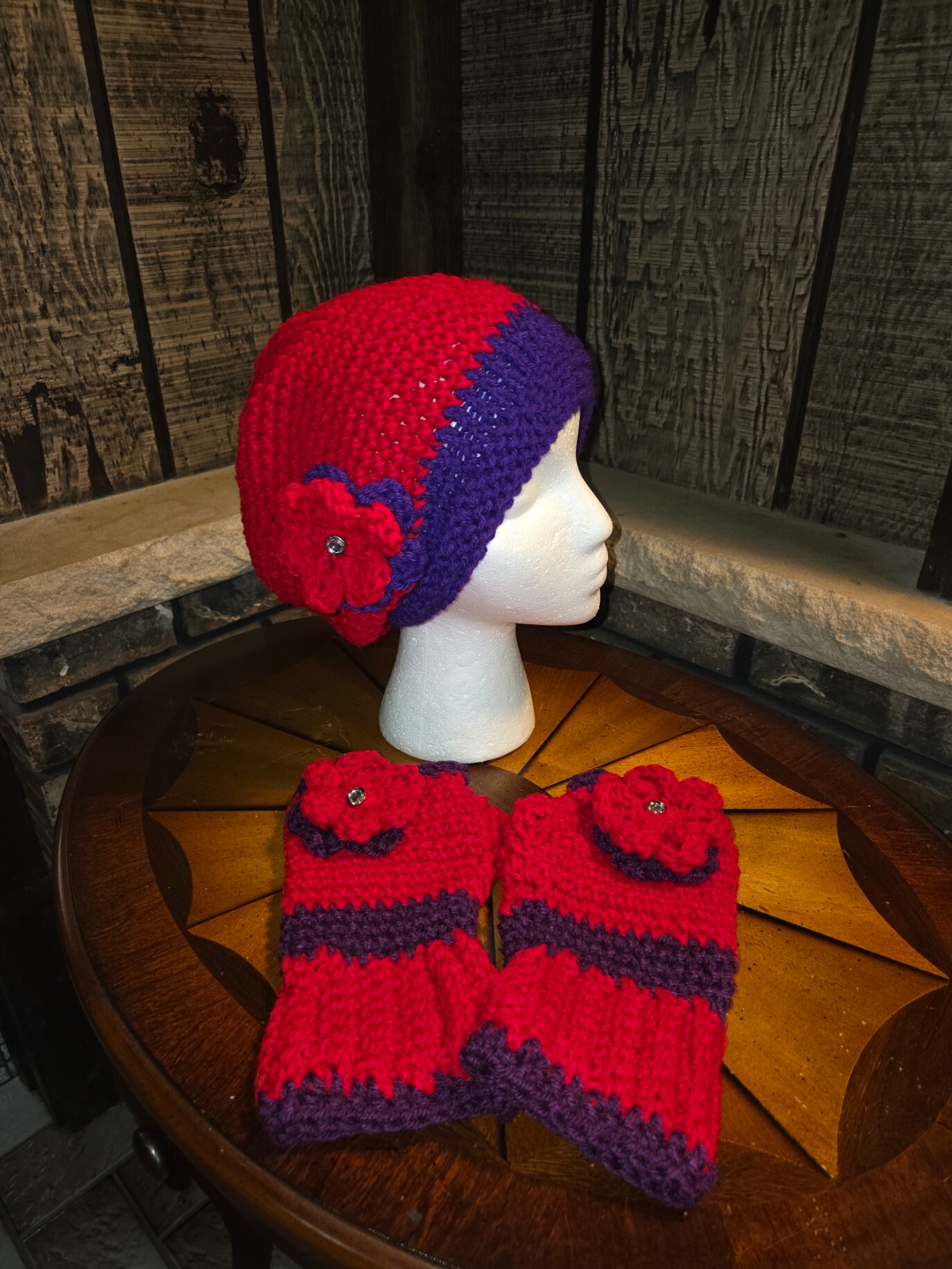QUIRKY AND FUN RED AND PURPLE HAND CROCHETED HAT 206777626322320.jpg?fit=inside  main image 2