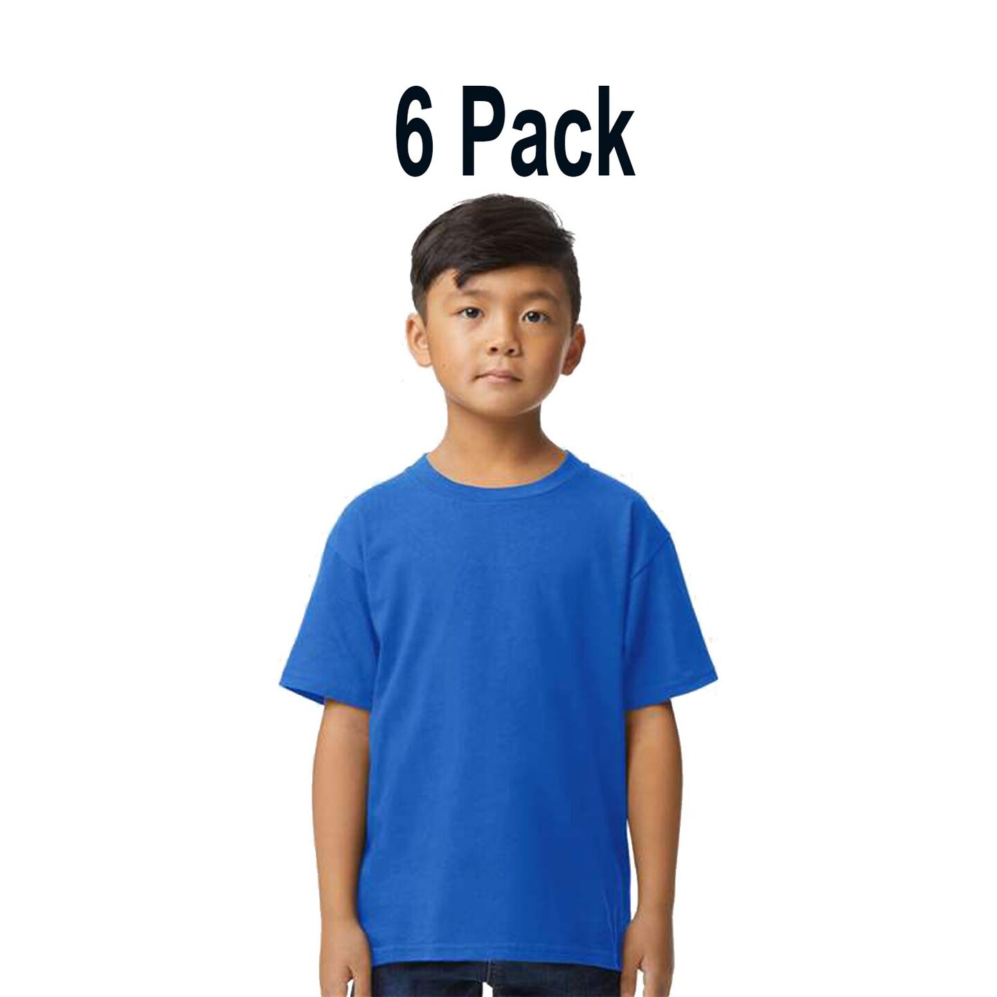 6 Pack Gildan Softstyle Youth Midweight Short Sleeve Crew-Neck T-Shirt for School, Sports & Everyday Wear Kids Tee