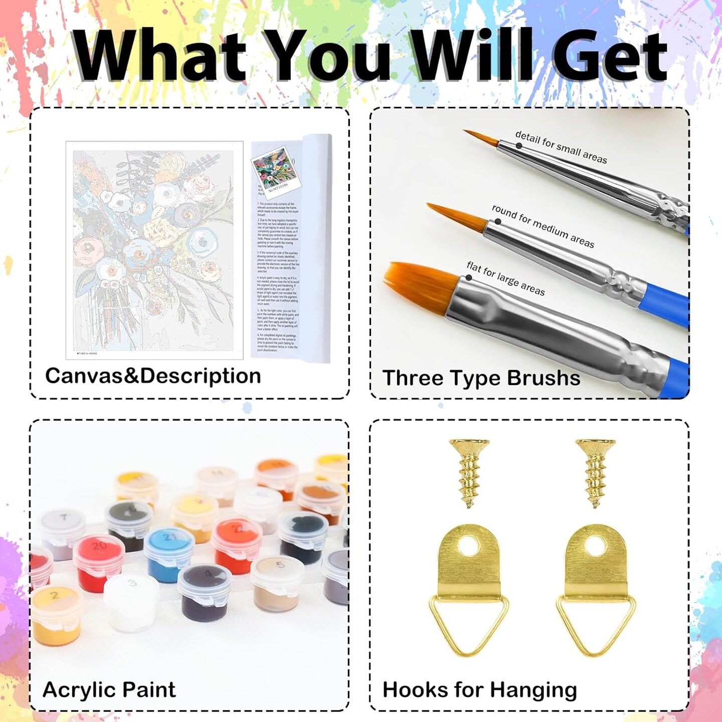 Flower Paint by Numbers for Adults Beginners, Abstract Paint by Number Flowers,DIY Acrylic Flower Paint by Numbers Kits on Canvas for Gift Home Decor 16&#x27;&#x27;W x 20&#x27;&#x27;L