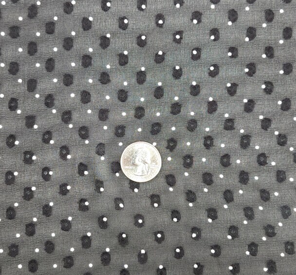 1 Yard Black or Ivory Clip Dot Chiffon Lightweight Sheer Polyester Fabric 57/58" Wide