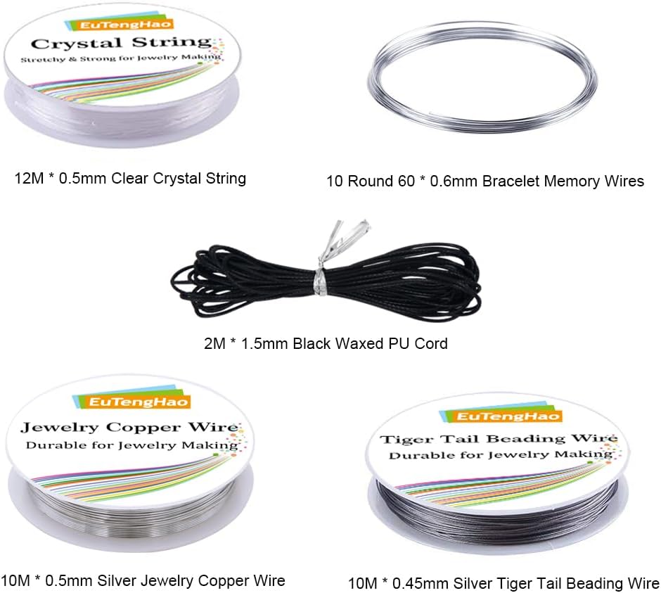 Jewelry Making Kit with Pliers, Wires, Jump Rings, Clasps, Cord and More - Silver