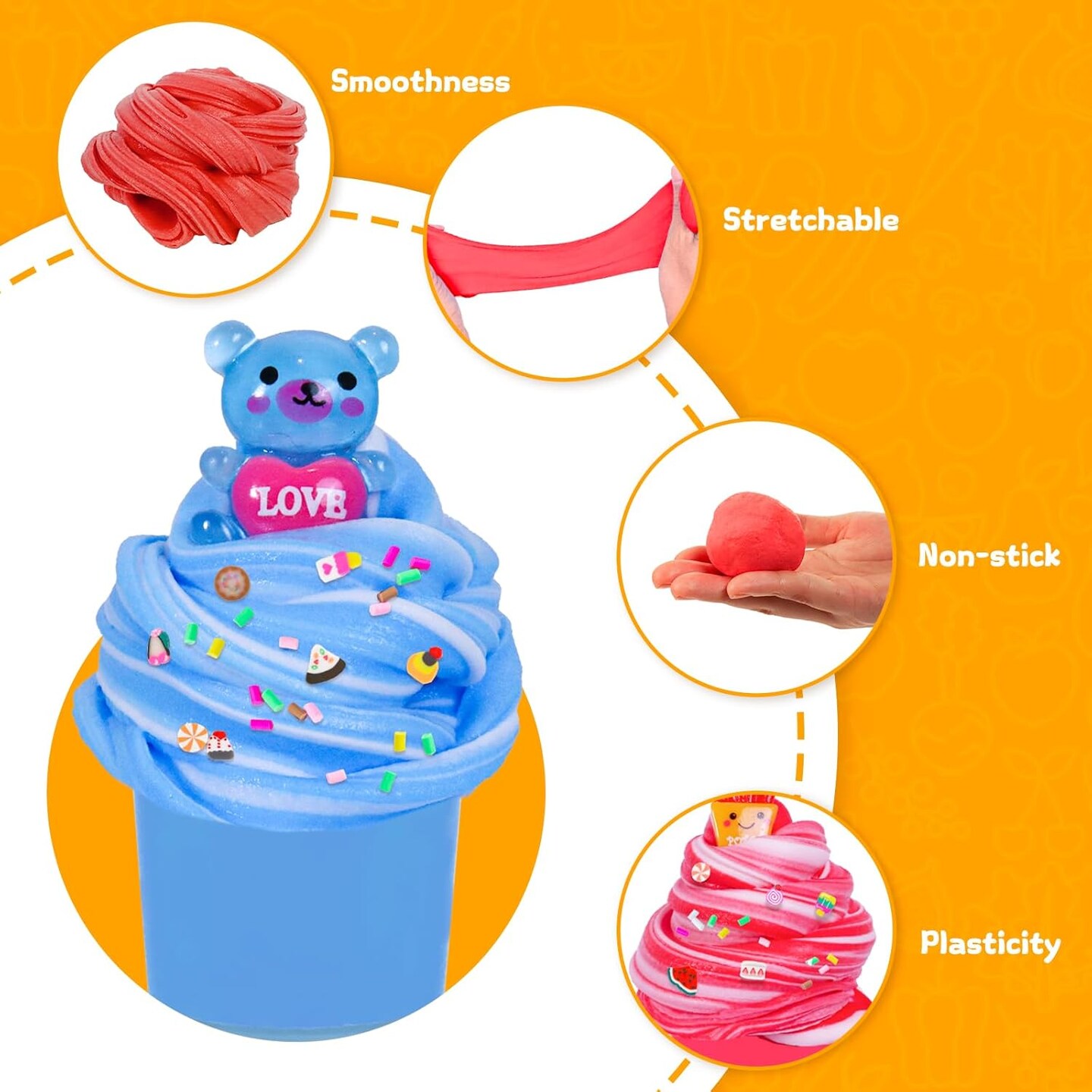 50 Pack Mini Butter Slime Kit, Scented Slime for Girls and Boys, Soft &#x26; Non-Sticky Cotten Candy Fruit Slime Party Favor Gifts, DIY Putty Stress Relief Toy for Kids