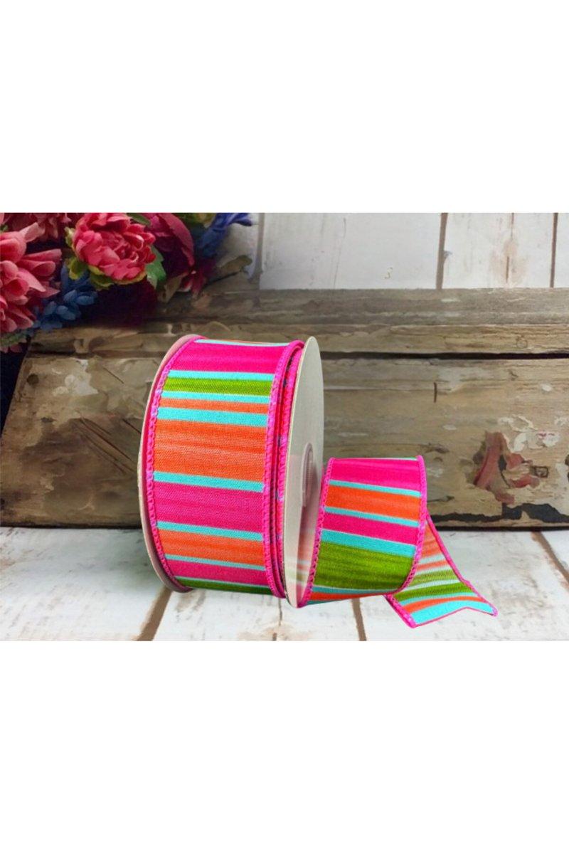 1.5&#x22; Watercolor Horizontal Stripe Ribbon: Fuchsia (10 Yards)
