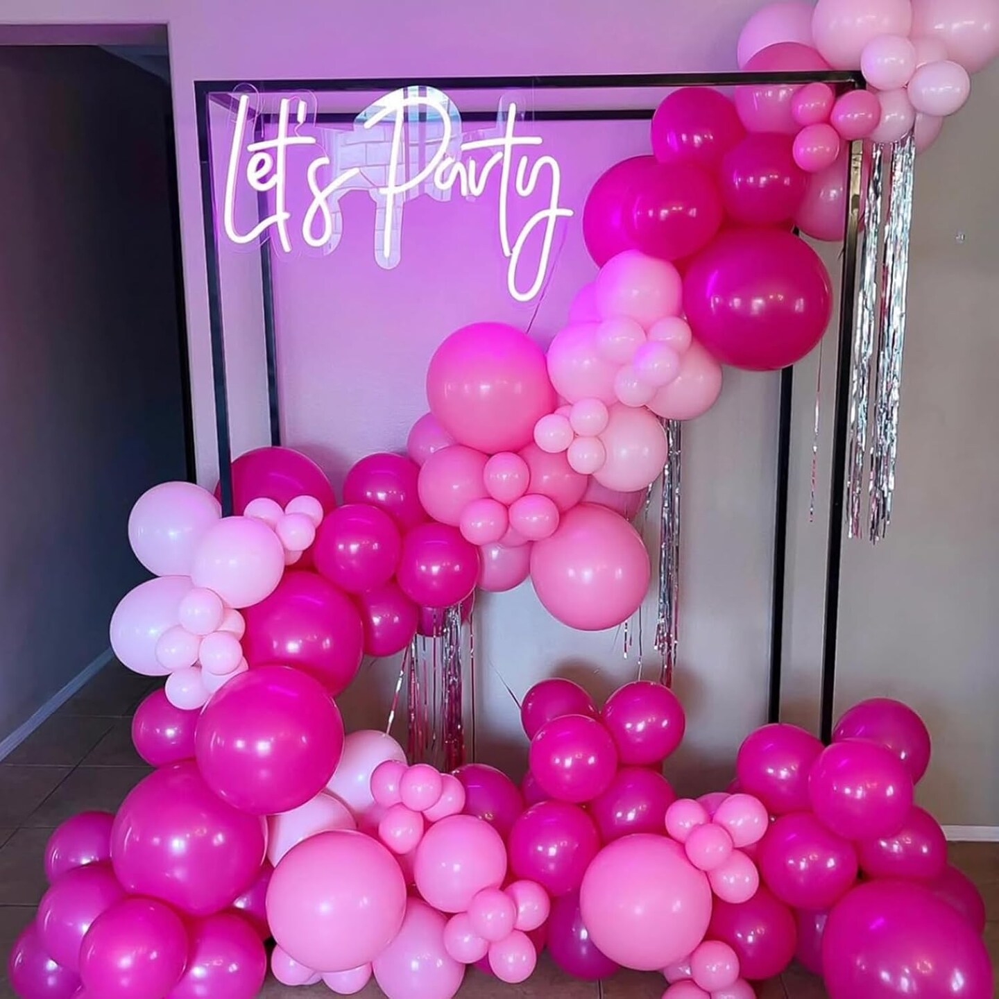 Pink Balloon Garland Arch Kit, Hot Pink Balloons Metallic Pink Balloon for Birthday,Princess, Wedding, Baby Shower, Valentine&#x27;s Day Party Decorations