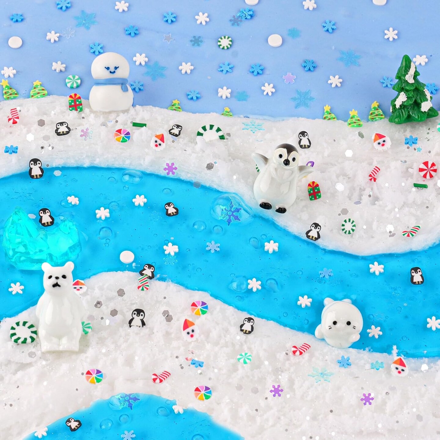 6 Packs Snow Slime Kit - Butter, Clear, Water, Cloud Slimes, Fluffy Slime Making Kit for Kids with Cute Charms & Add-ins, Blue Kids Slimes Kits for Girls & Boys Birthday Christmas Easter Gifts