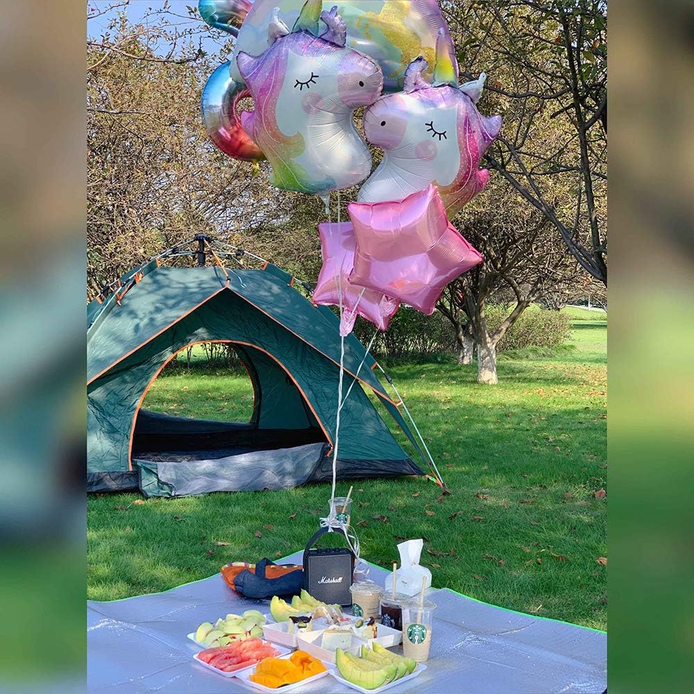 Unicorn Birthday Decorations for Girls 6th Birthday- Bouquet of Unicorn Mylar Balloons for Rainbow Unicorn Party Supplies (Number 6)