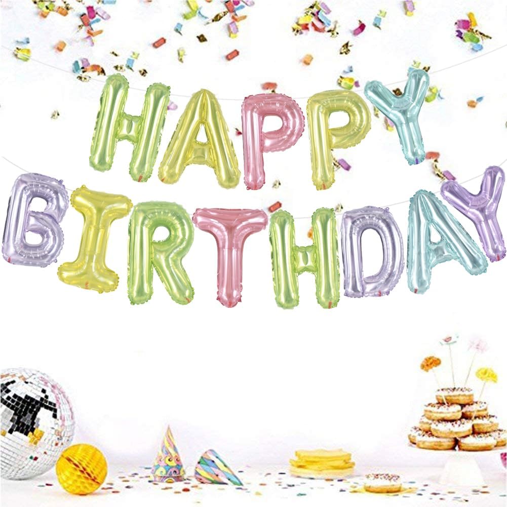 Happy Birthday Balloons Banner 16 Inch Mylar Foil Letters Birthday Sign Bunting for Girls Boys Kids &#x26; Adults Birthday Decorations and Party Supplies&#xFF08;Different Color&#xFF09;