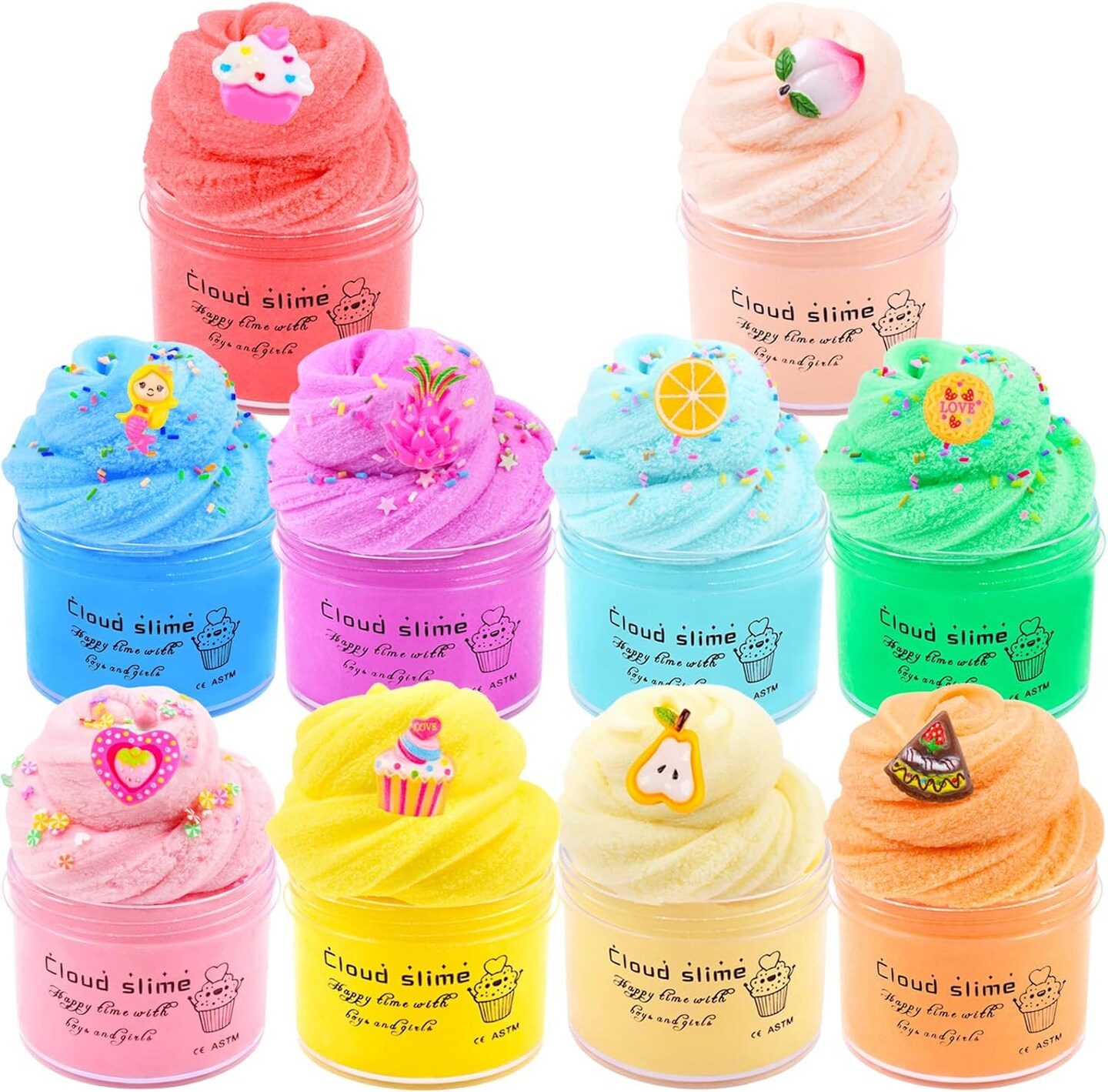 10 Pack Cloud Slime Kit, DIY Cloud Slime for Girls and Boys, Stress Relief Toy for Kids Party, Surprise Slime Making Kit, Kids Birthday Party Favors Gifts Ideas