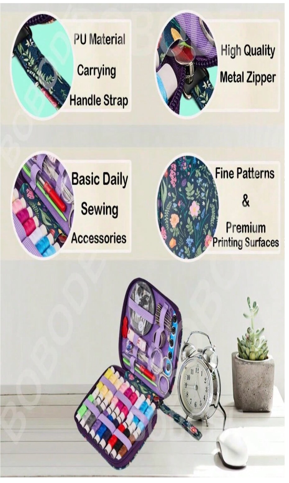 Mini Sewing Project Kit – Portable Tulip Pattern Needle & Thread Set for Travel, Home, Crafts & DIY