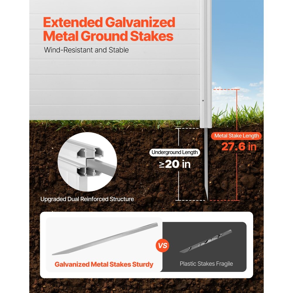 White 3-Panel Outdoor Privacy Screen 50x50 in Vinyl AC and Equipment Fence