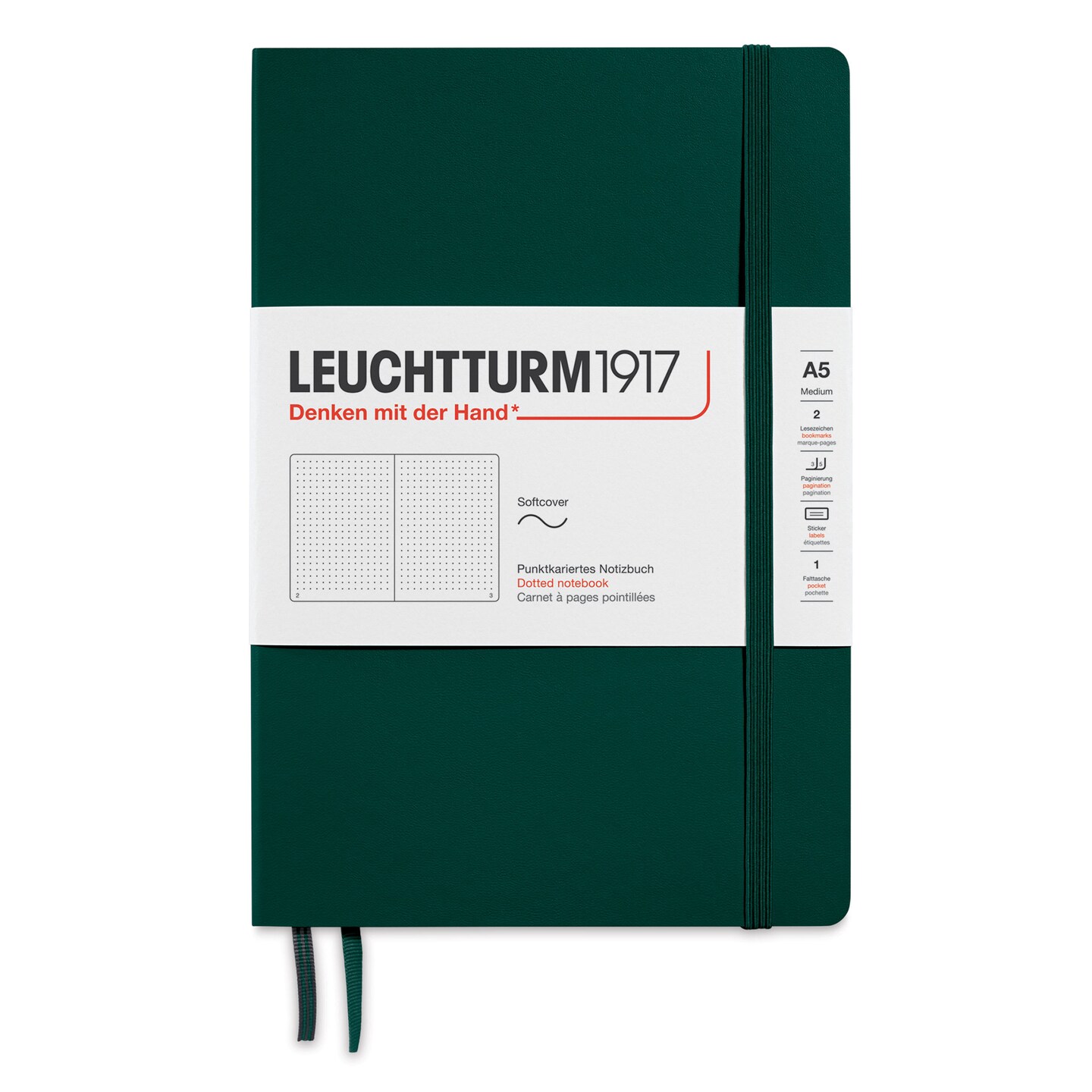 Leuchtturm1917 Dotted Softcover Notebook - Forest Green, 5-3/4" x 8-1/4"