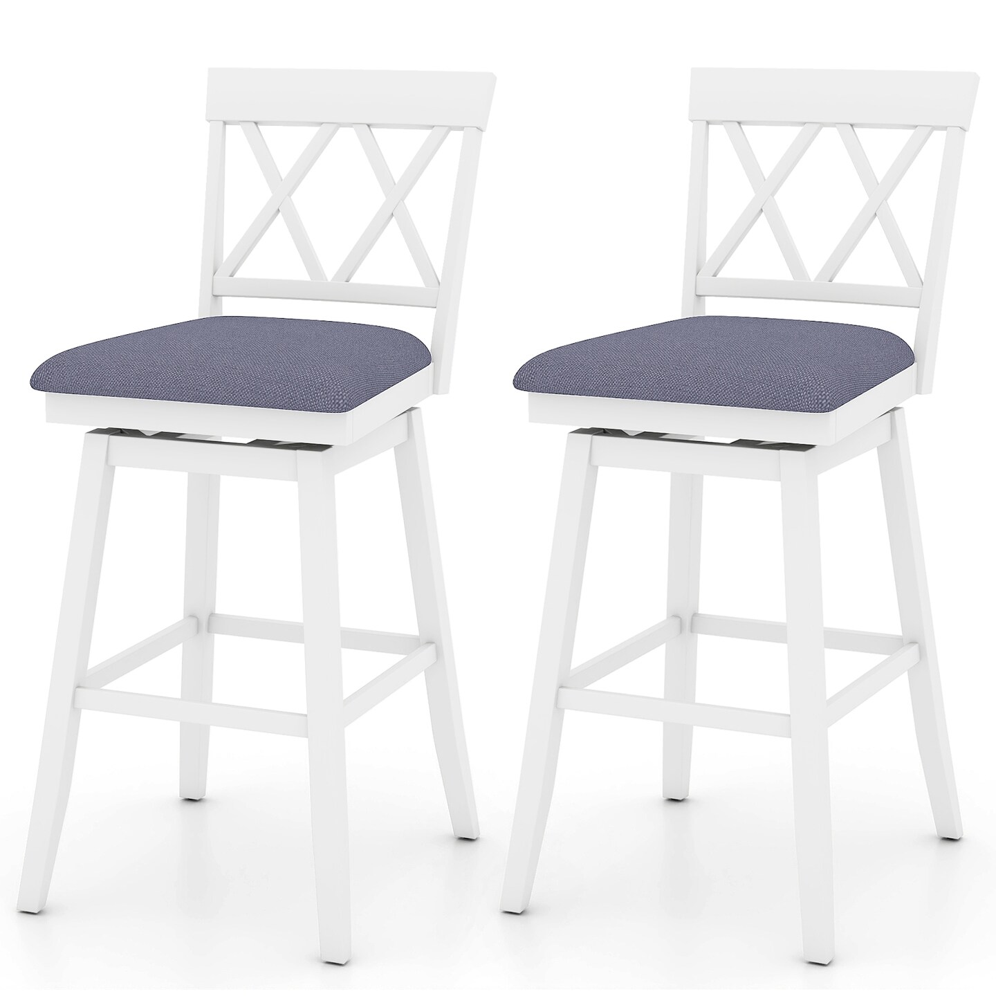 Adjustable Counter Bar-stools with Backrest and Seat Cushion Set of 2