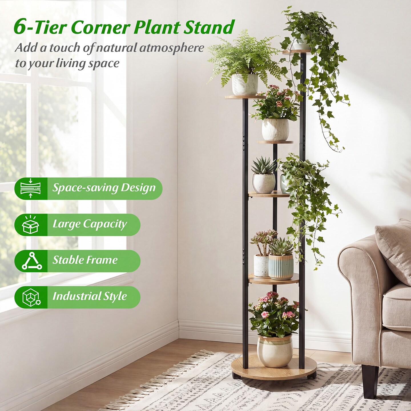 RGB Lighted Plant Stand 6-Tier Vertical Shelf with APP Remote Control