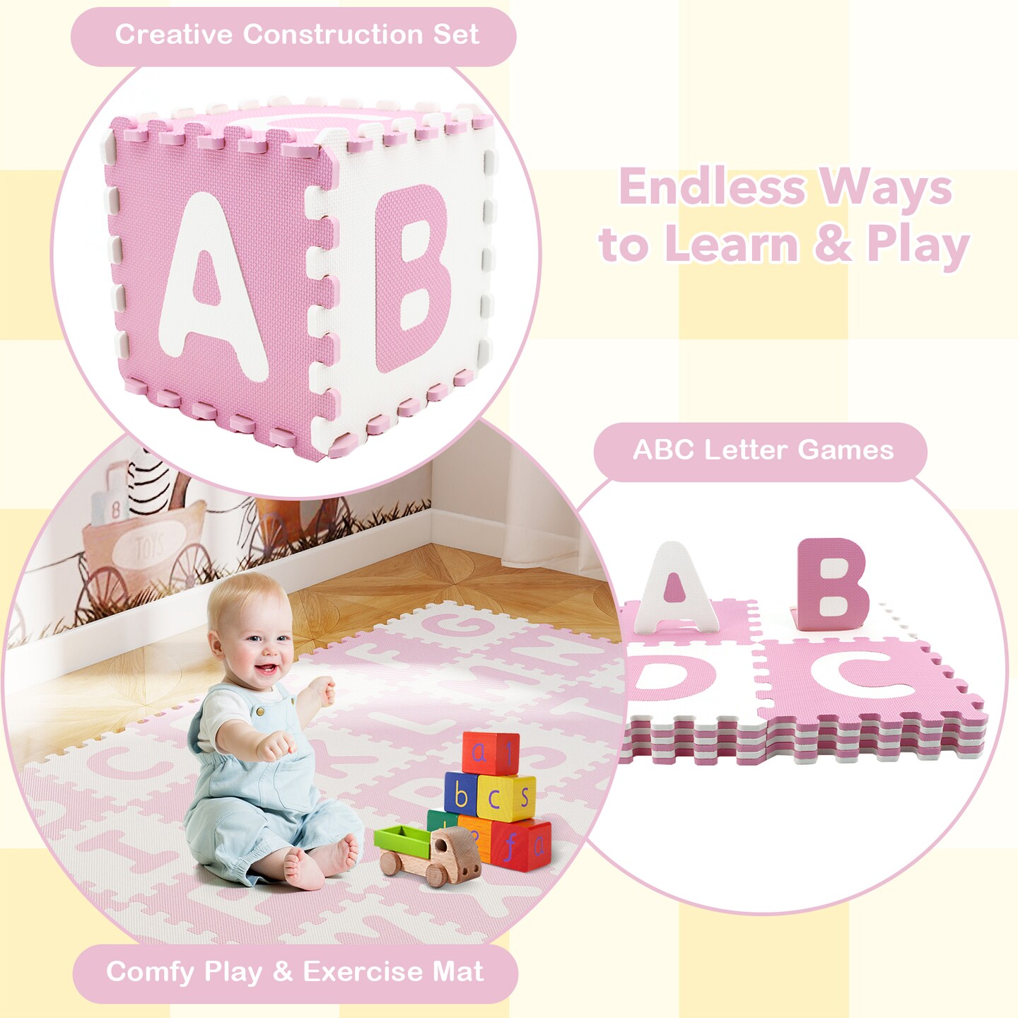 26-Piece Alphabet Foam Floor Mat for Kids – Soft, Safe, Interlocking Tiles