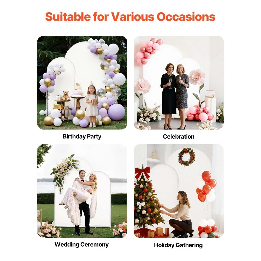 Gold Metal Arch Backdrop Stand Set of 2 with Covers, 7.2 ft and 6 ft