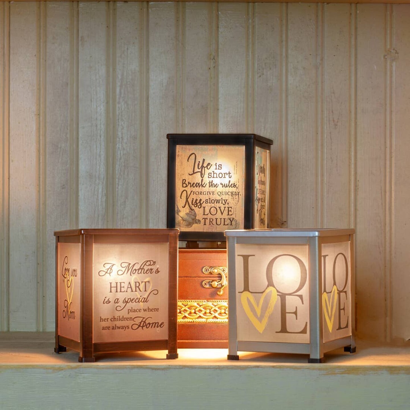 Edge Collection - Sentimental Frosted Glass Lantern Warmer - 3 Pieces