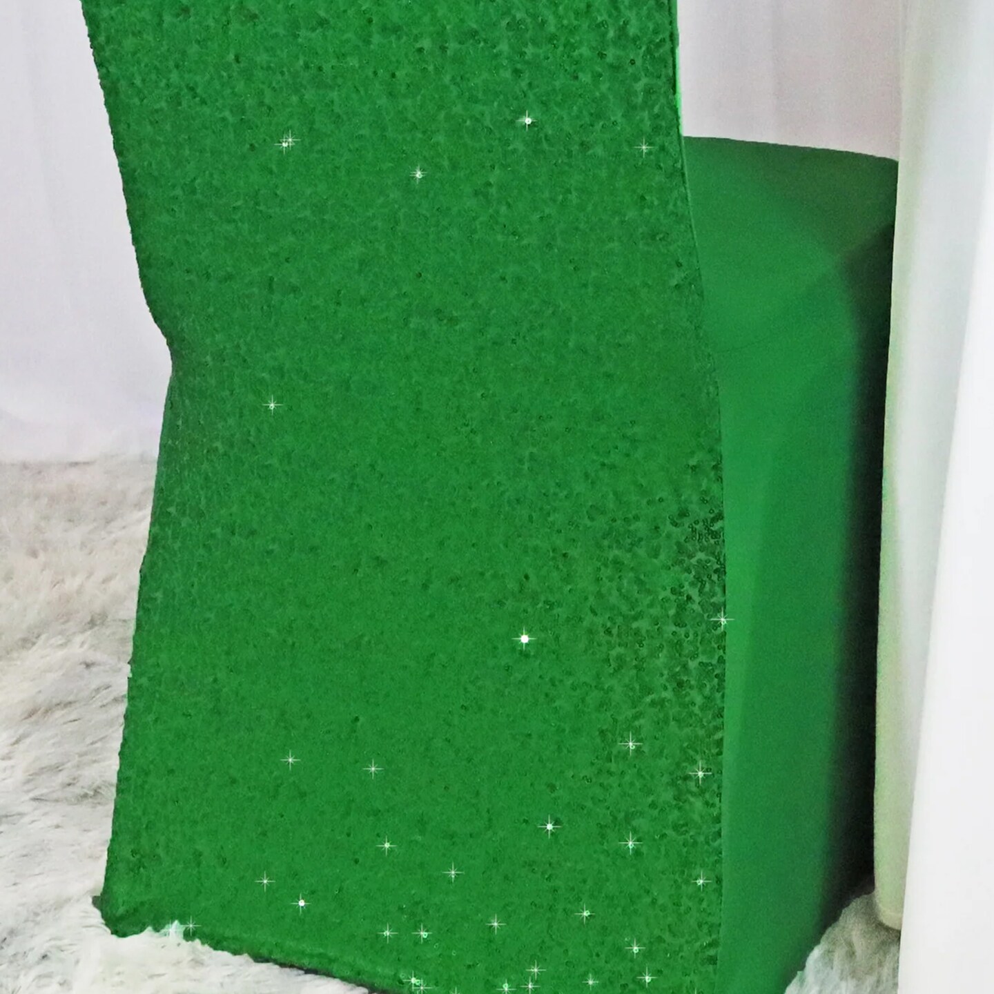 1 Piece Emerald Green Sequin Spandex Chair Cover Stretch Fit for Banquet Seating