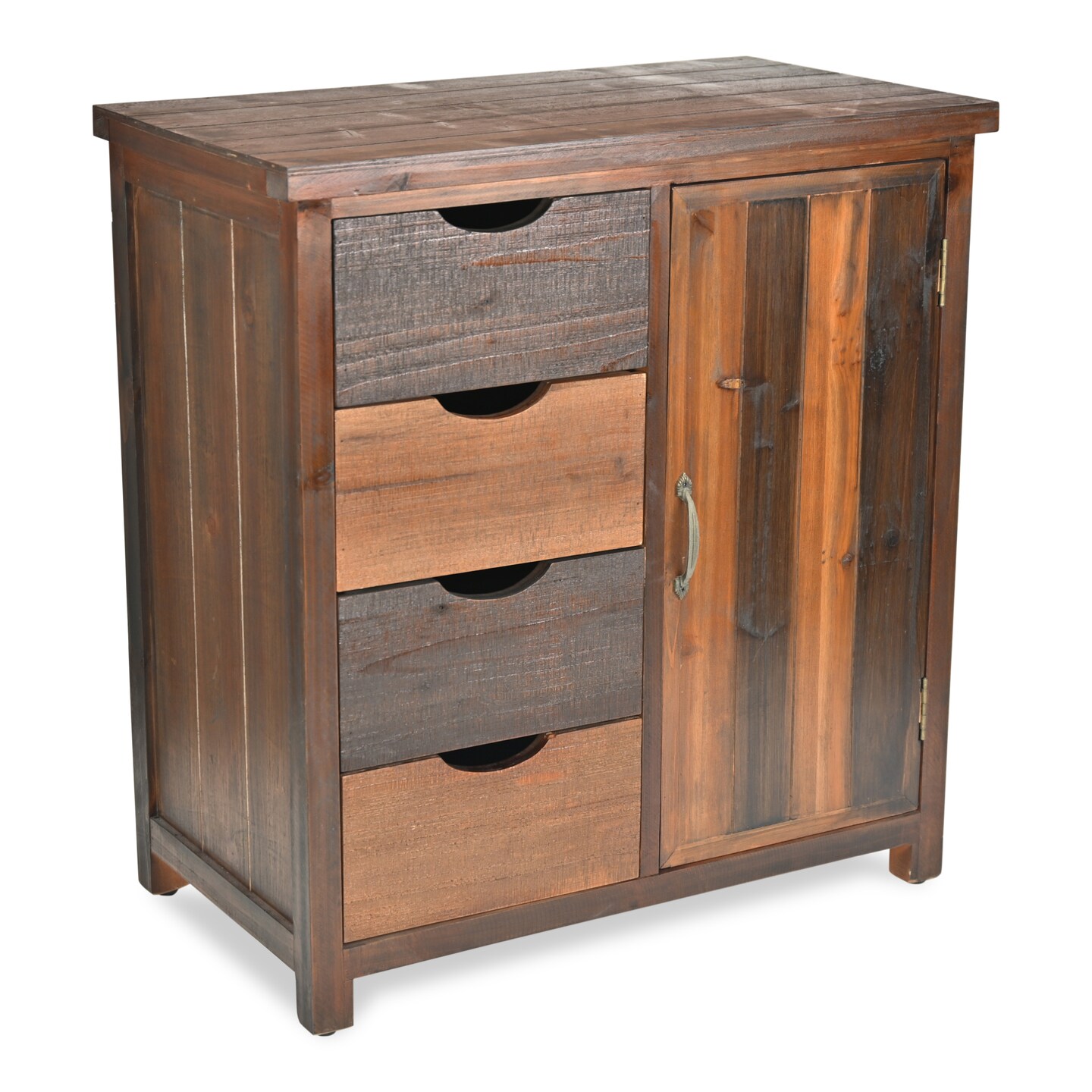 Contemporary Home Living 29.75&#x22; Brown and Beige Distressed Finish Three Drawer Storage Cabinet