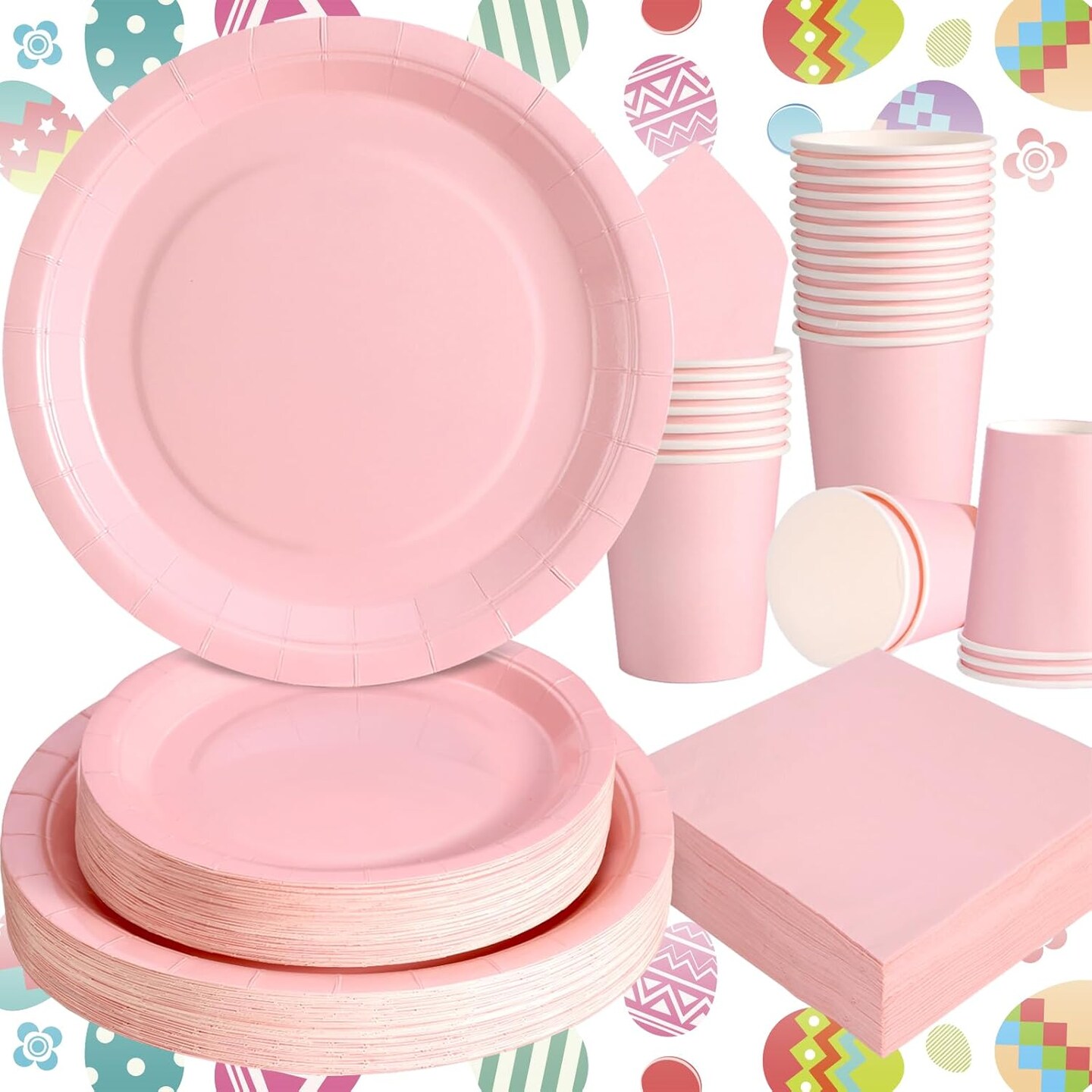 200Pcs Baby Shower Party Supplies Set &#x2013; Plates, Cups &#x26; Napkins for 50 Guests (Pink)