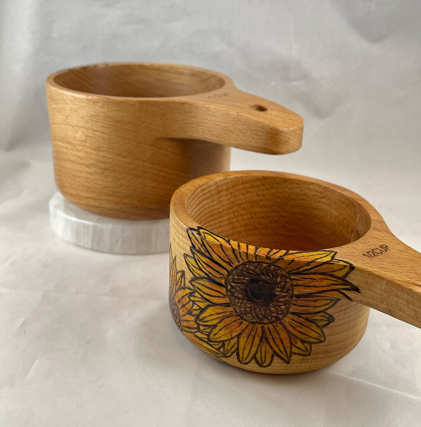 Sunflowers Wood Burned Measuring Cup Set, Pyrography Wood Burned Art, Unique Kitchen Gadget Gift Tool, Sun Flower Garden Gardener - image8