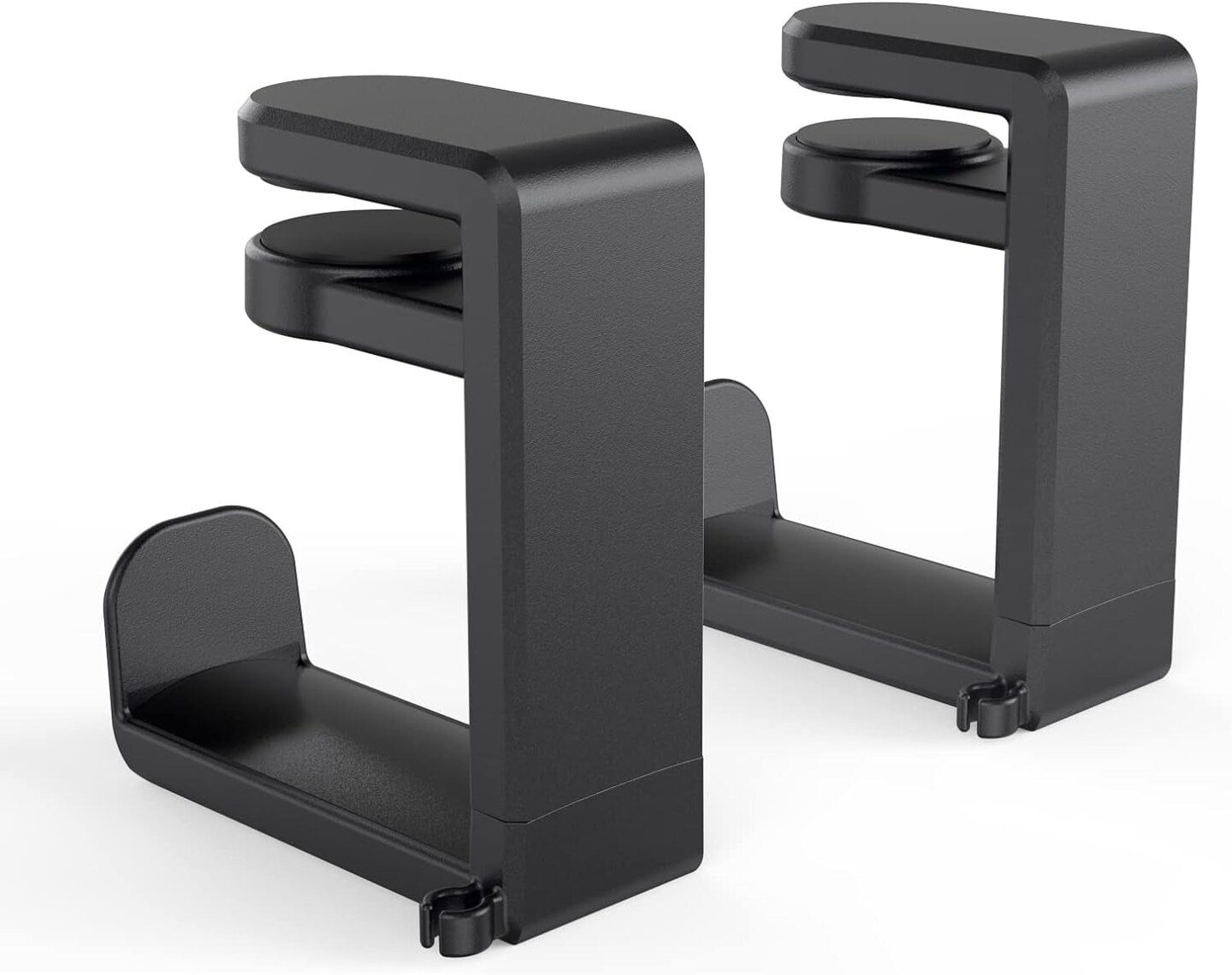 Rotating Headphone Stand - EURPMASK PC Gaming Headset Stand, Adjustable Clamp-On Headphone Holder, Headphone Hanger Hook under Desk with 360 Degree Swivel&#x26;Cable Clip Organizer - Black, 2 Pack