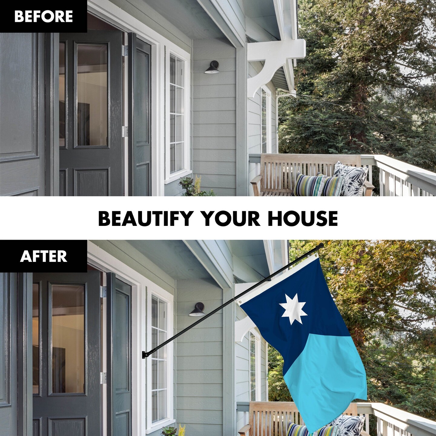 G128 Combo Pack: 6 Ft Tangle Free Aluminum Spinning Flagpole (Black) &#x26; Minnesota New Version MN State Flag  | 3x5 Ft | LiteWeave Pro Series Printed 150D Polyester | Pole with Flag Included