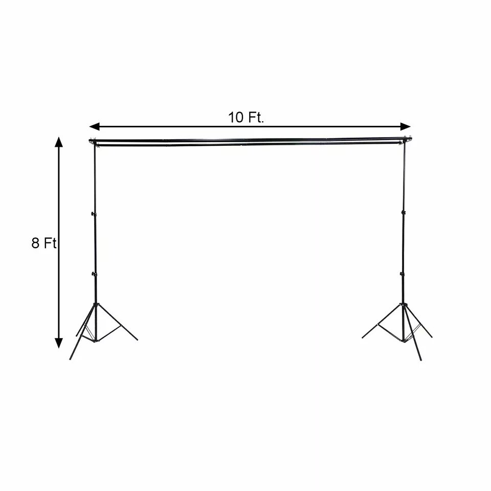 8x10 ft Black Triple Crossbar Adjustable Photo Backdrop Stand Party Supplies