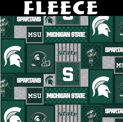 Licensed NCAA Michigan State Patch Fleece MIST-1177 Fabric by the Yard
