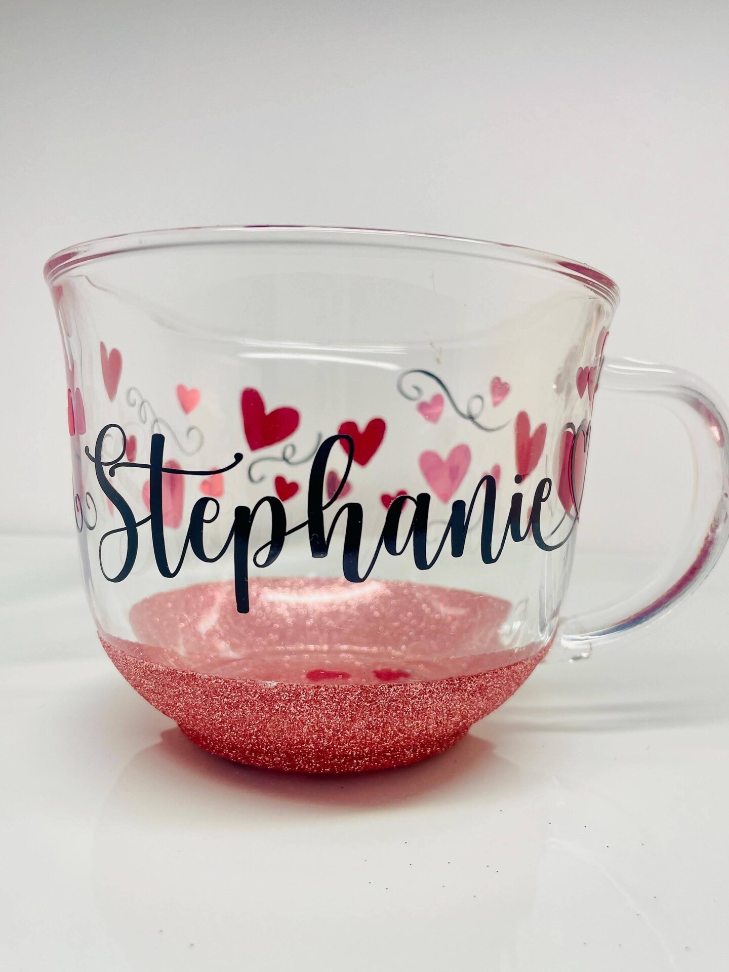 Large Personalized Hearts Coffee Mug | 18 OZ Clear Glass Coffee Mug can be  customized with Name or Word | MakerPlace by Michaels
