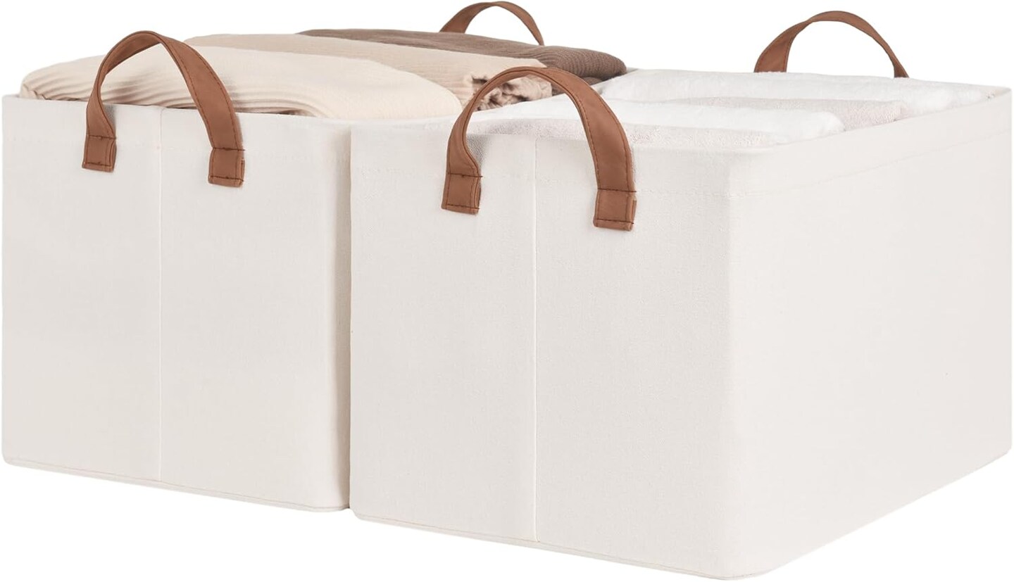 Storage Bins, Fabric Storage Bins for Shelves, Large Storage Baskets with Metal Frame