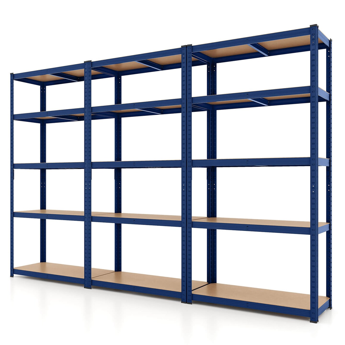 Costway 3 PCS 5 Tier Adjustable Garage Shelving Unit with 2000 lbs Max Load for Warehouse Black/Grey/Blue/Silver