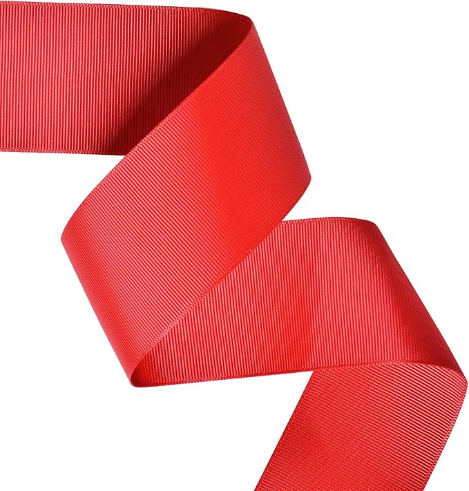Red Grosgrain Ribbon, 2 Inch 10 Yards, Great for Crafts Bows Flower Bouquet Wedding Home Decor Gift Wrapping