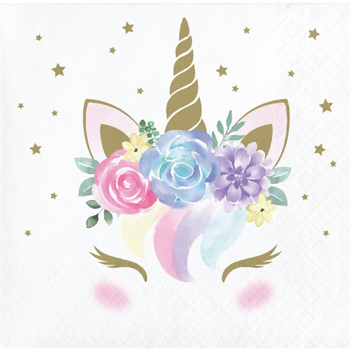 Unicorn Baby Shower Beverage Napkins (16/Pkg)