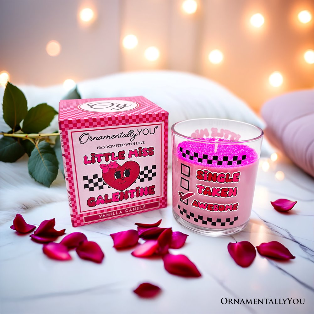 Little Miss Galentine Candle, Vanilla Scented Single Women Pink Valentine's Day Gift
