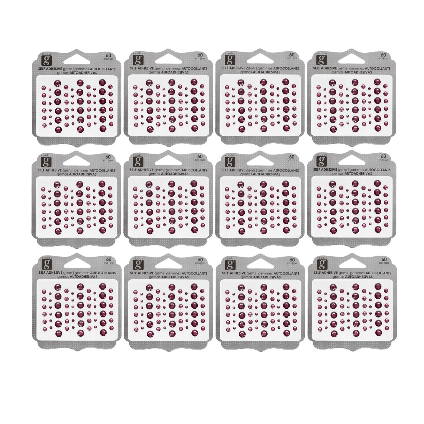 Hampton Art Adhesive Bling, Plum, 12Pc, Gems, Gem Stickers, Jewels, 3D Stickers, Gems For Crafting, Rhinestone Craft Gems, Jewel Jewels For Crafts