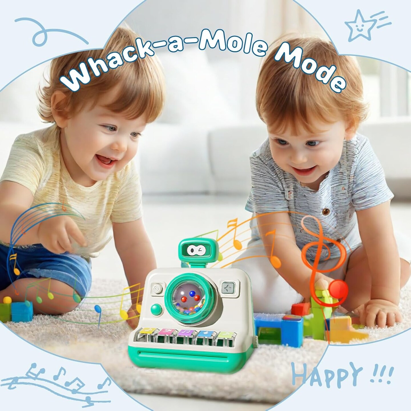 Baby Piano Musical Instruments Toys - Camera Themed Light Up Interactive Toys for Toddlers 1-3 Tummy Time &#x26; Infant Activity, 6-12 Month Toys First Birthday Gifts for Boys Girls Learning