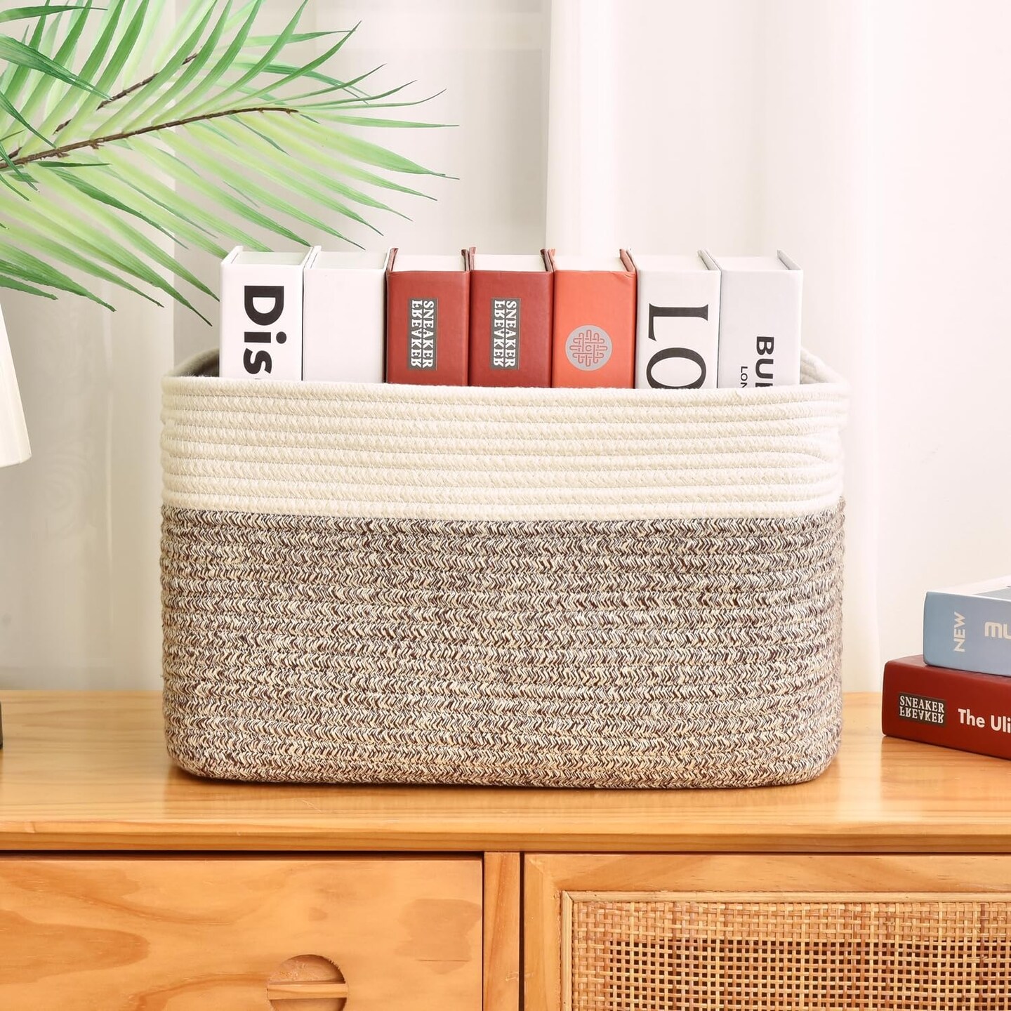 Storage Basket, Woven Baskets for Storage, Cotton Rope Baskets for Organizing
