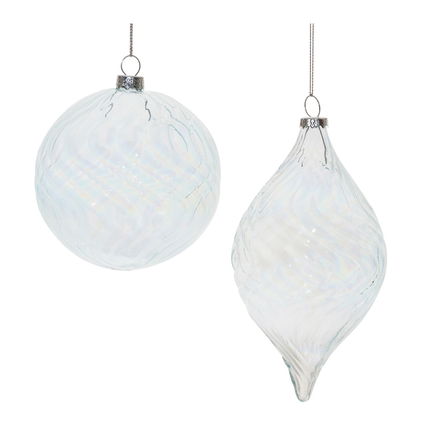 Melrose Ribbed Wavy Christmas Ball and Drop Ornaments - 6.75&#x22; - Gold - 6ct