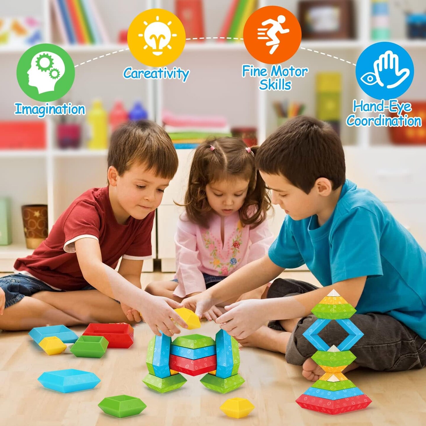 Toys for 1 2 3 4 5 Year Old Boys Girls Toddler 1-3 Preschool Learning Activities 30 Pcs Stacking Building Blocks STEM Stackable Educational Sensory Easter Gifts for Kids Age 1-2 2-4