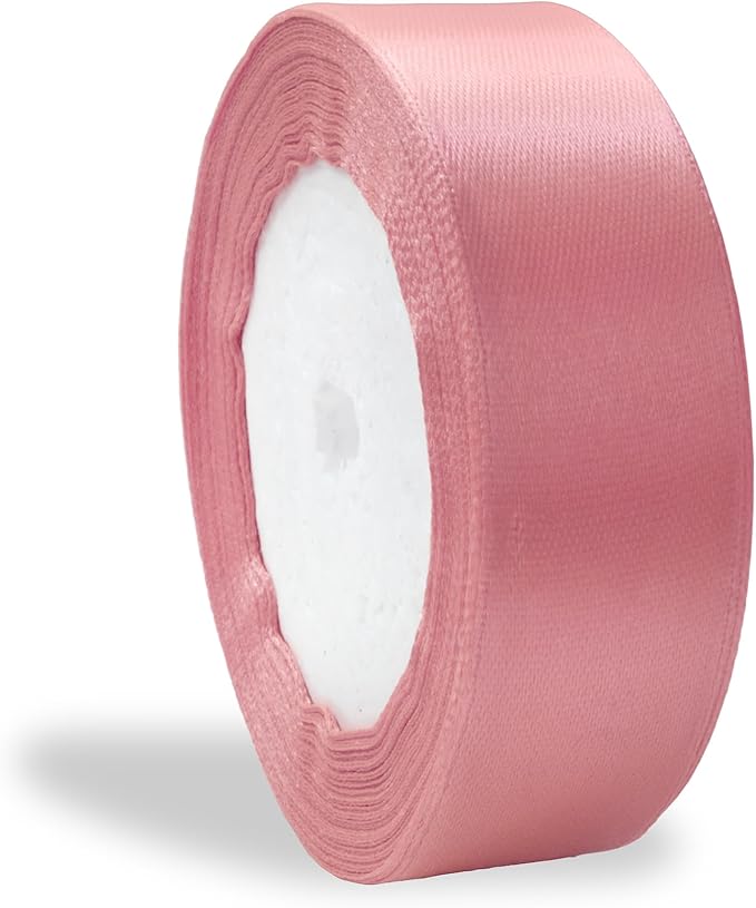 Ribbon 1 inch Powder Pink Ribbons for Crafts Gift Ribbon Satin Solid Ribbon Roll 1 in x 25 Yards