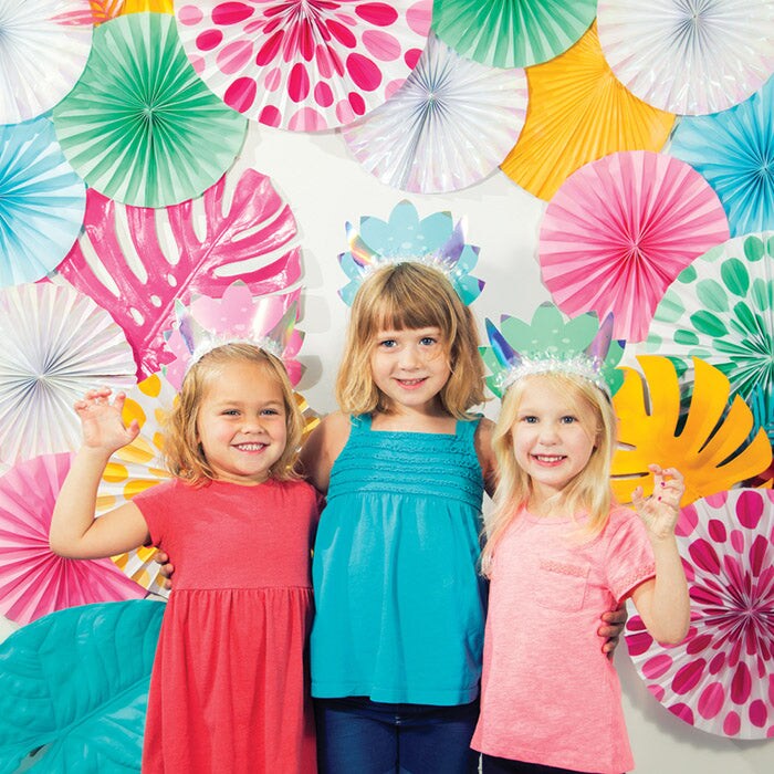 Girl Dino Party Tiaras (8/Pkg)