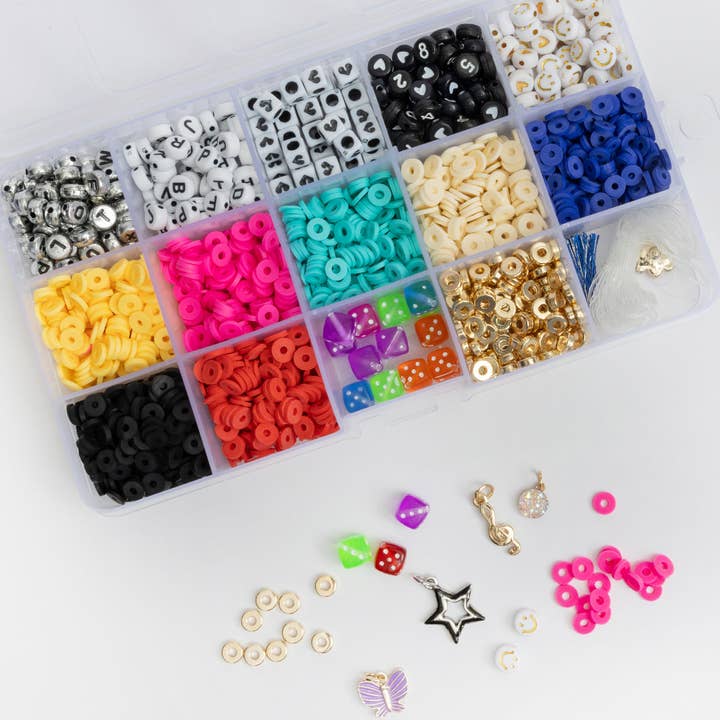 Bright Hearts and Numbers Heishi Letter Bead Box Kit