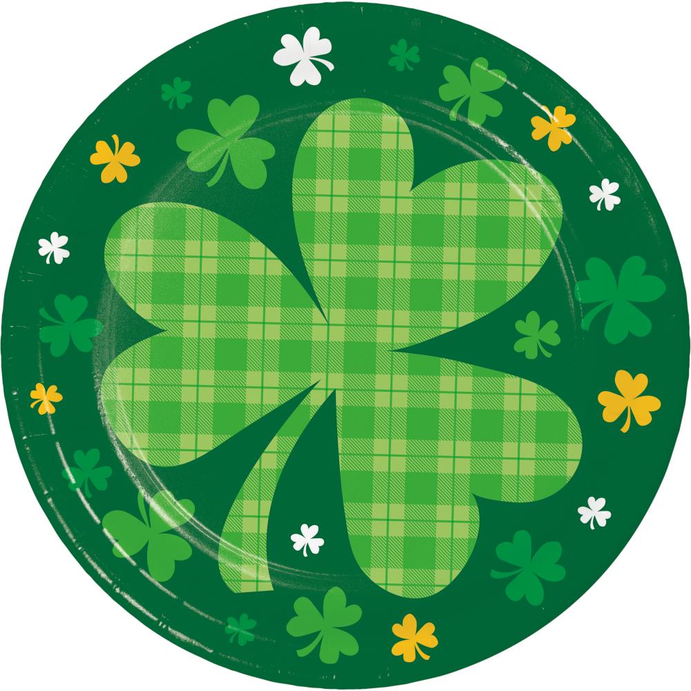Shamrock & Roll St Patricks Day Paper 7" Dessert Plate (8/Pkg)